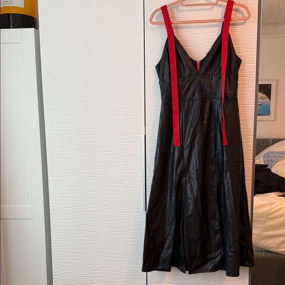 SHEIN Black Dress with Red Straps